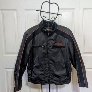 Harley Davidson  Riding Jacket Moto Biker D-Zip Windbreaker Size XL Black 🧡